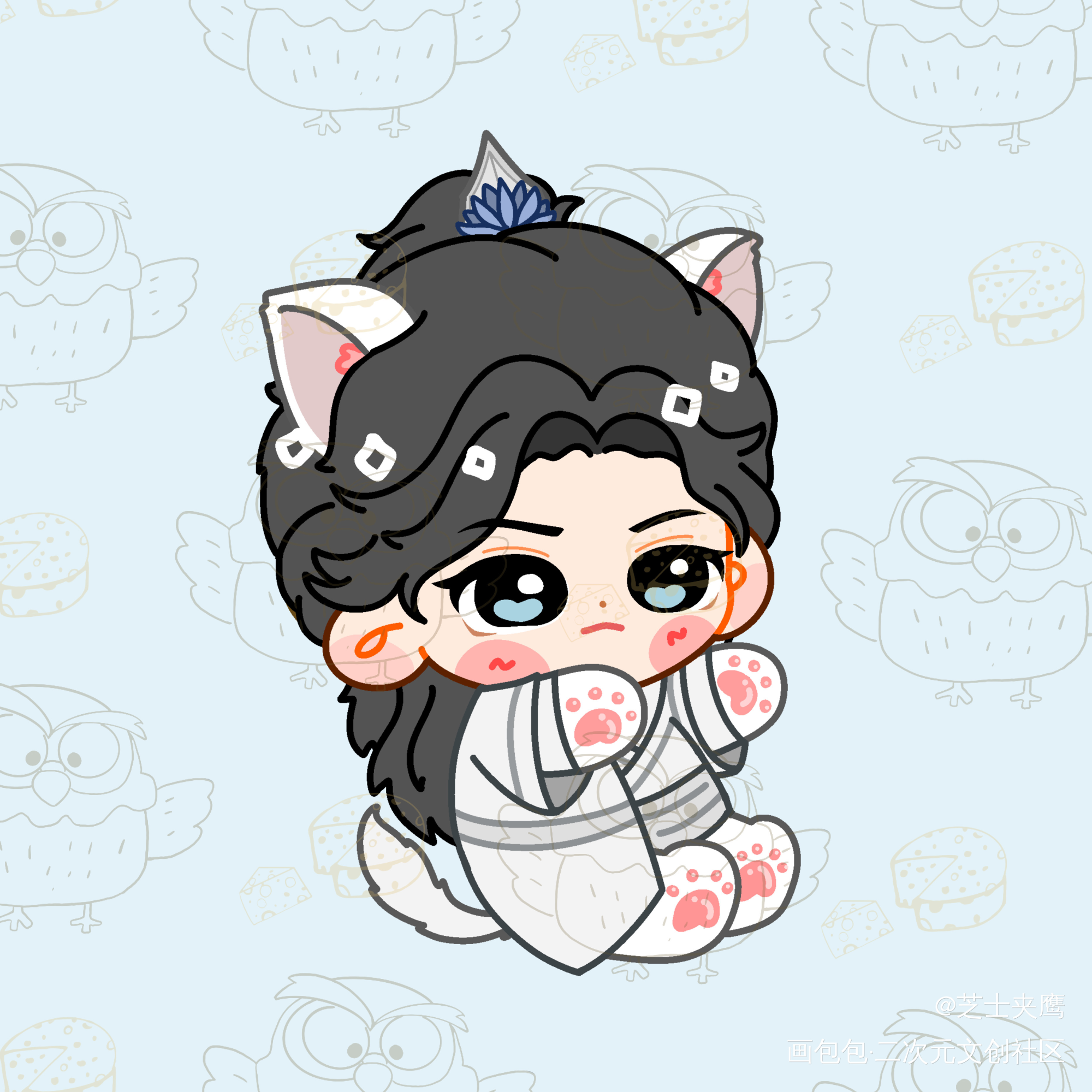 猫宁对你说：good 猫宁！_二哈和他的白猫师尊燃晚楚晚宁绘画作品
