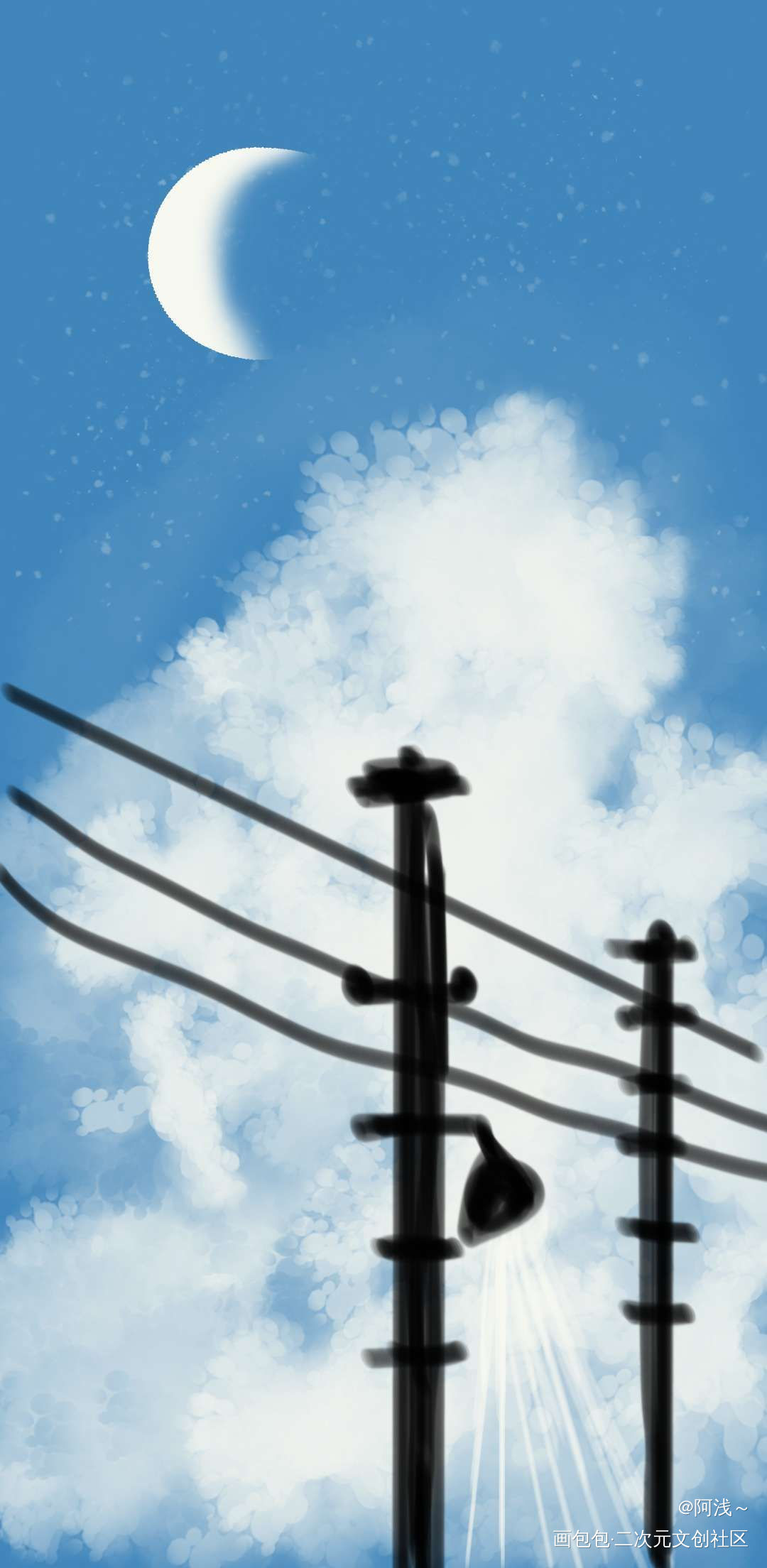 月亮_手绘绘画作品