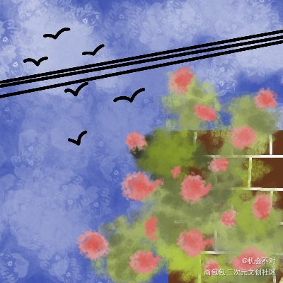 矮墙的蔷薇_绘画绘画作品
