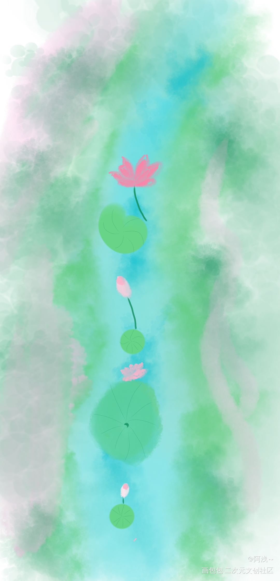 水中花_手绘绘画作品