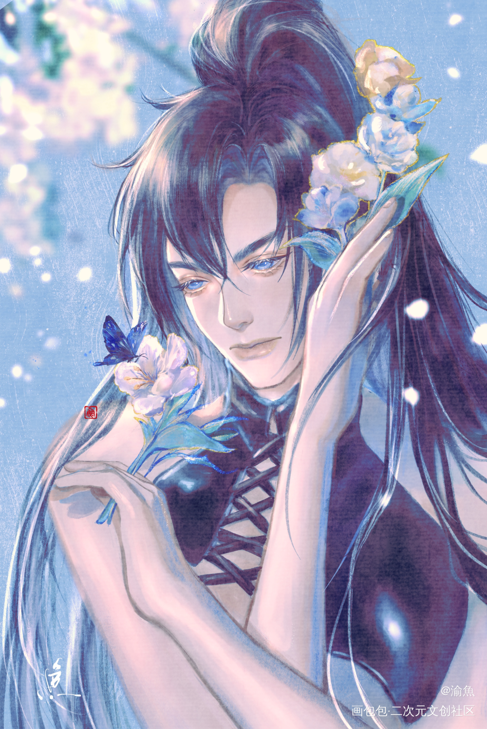 女装墨燃_二哈和他的白猫师尊燃晚墨燃古风厚涂水彩板绘绘画绘画作品