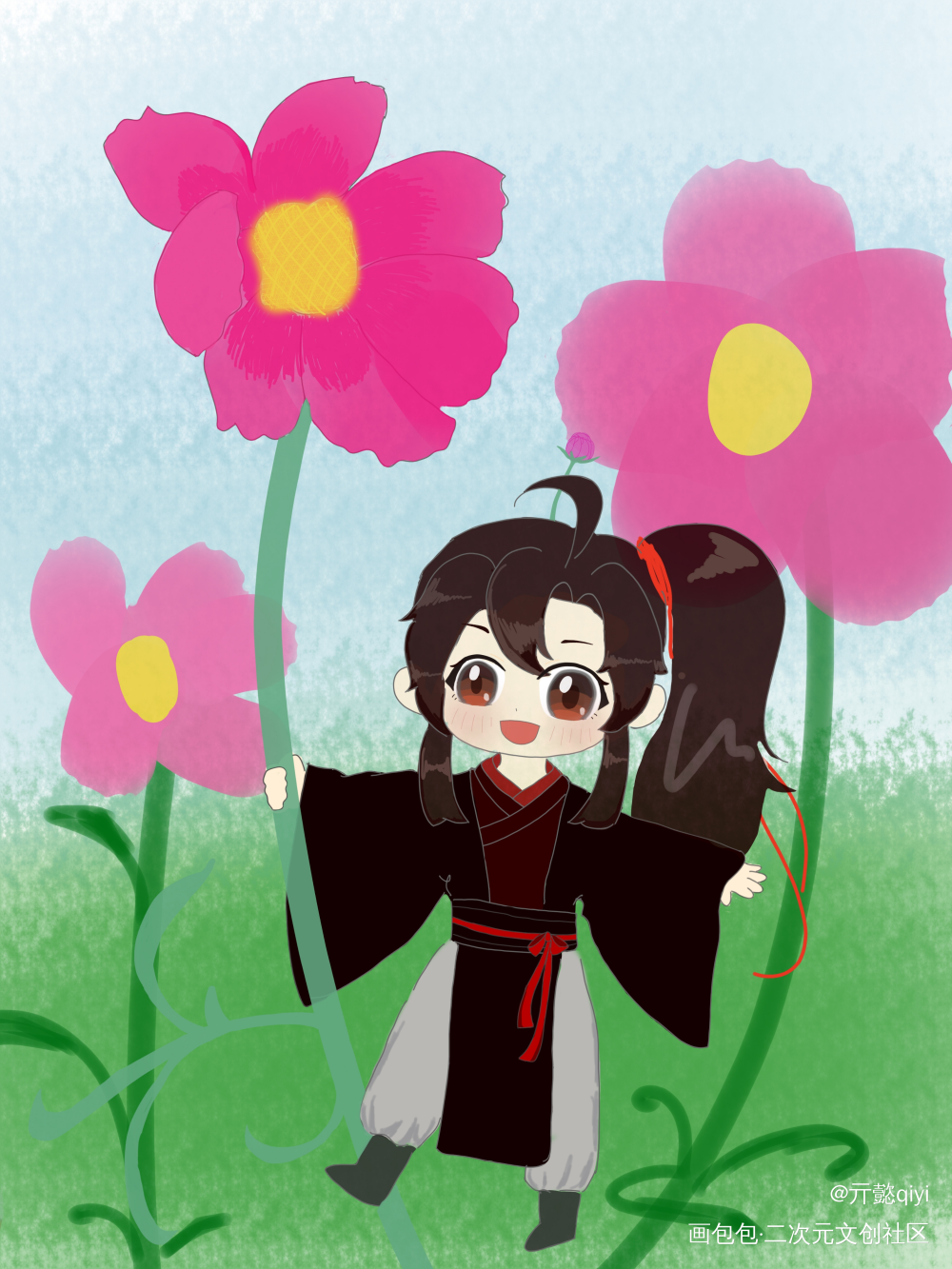 day1波斯菊_魔道祖师魏无羡Q版绘画作品