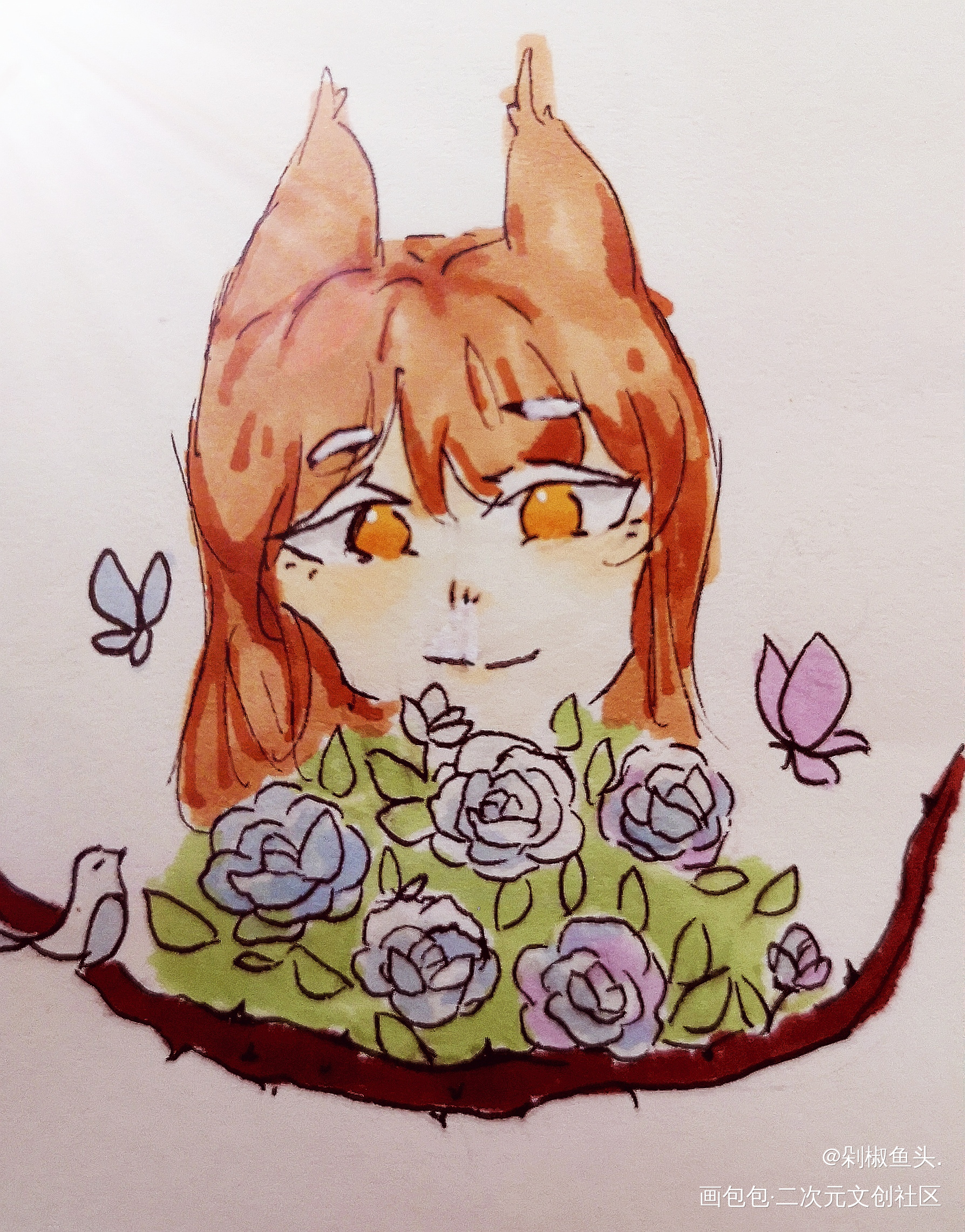 松鼠_手绘绘画作品