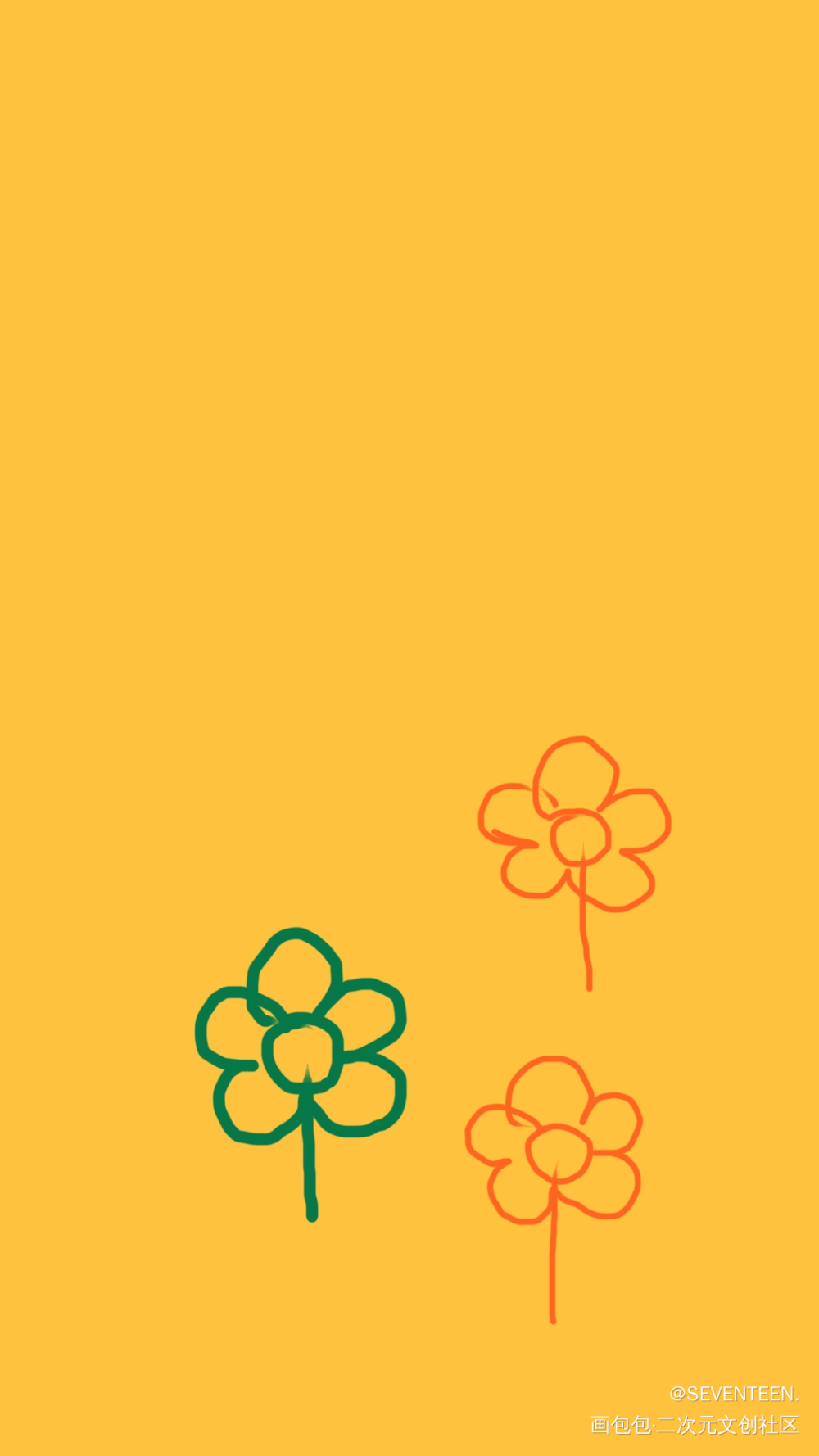 花_手绘平涂绘画作品