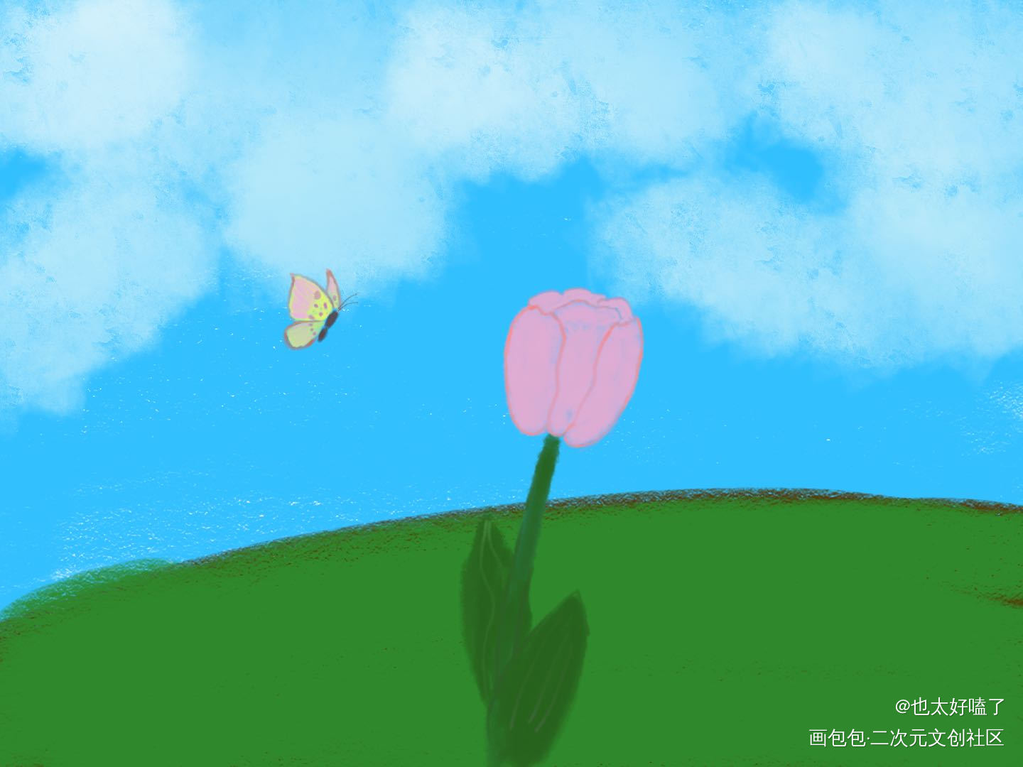 花花蝴蝶_手绘绘画作品