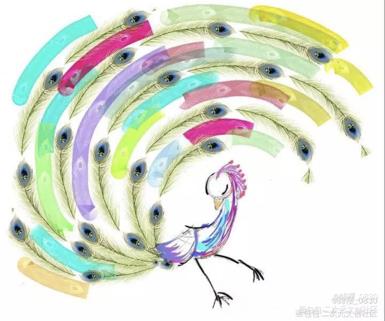 春日孔雀_唤醒春日主题打卡绘画作品
