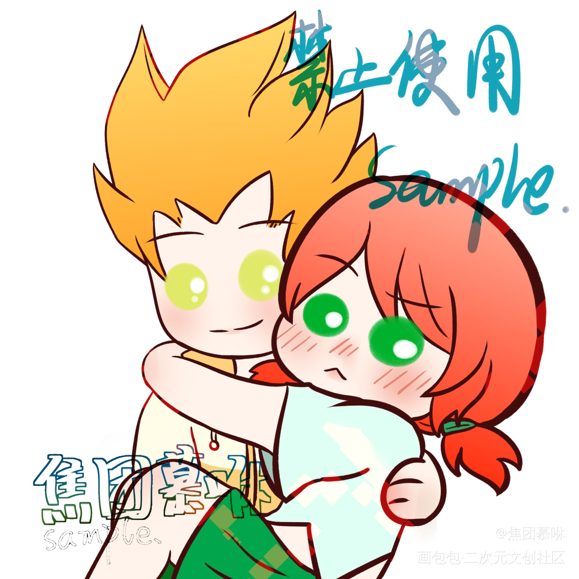 贴贴稿_Q版指绘摸鱼约稿绘画绘画作品