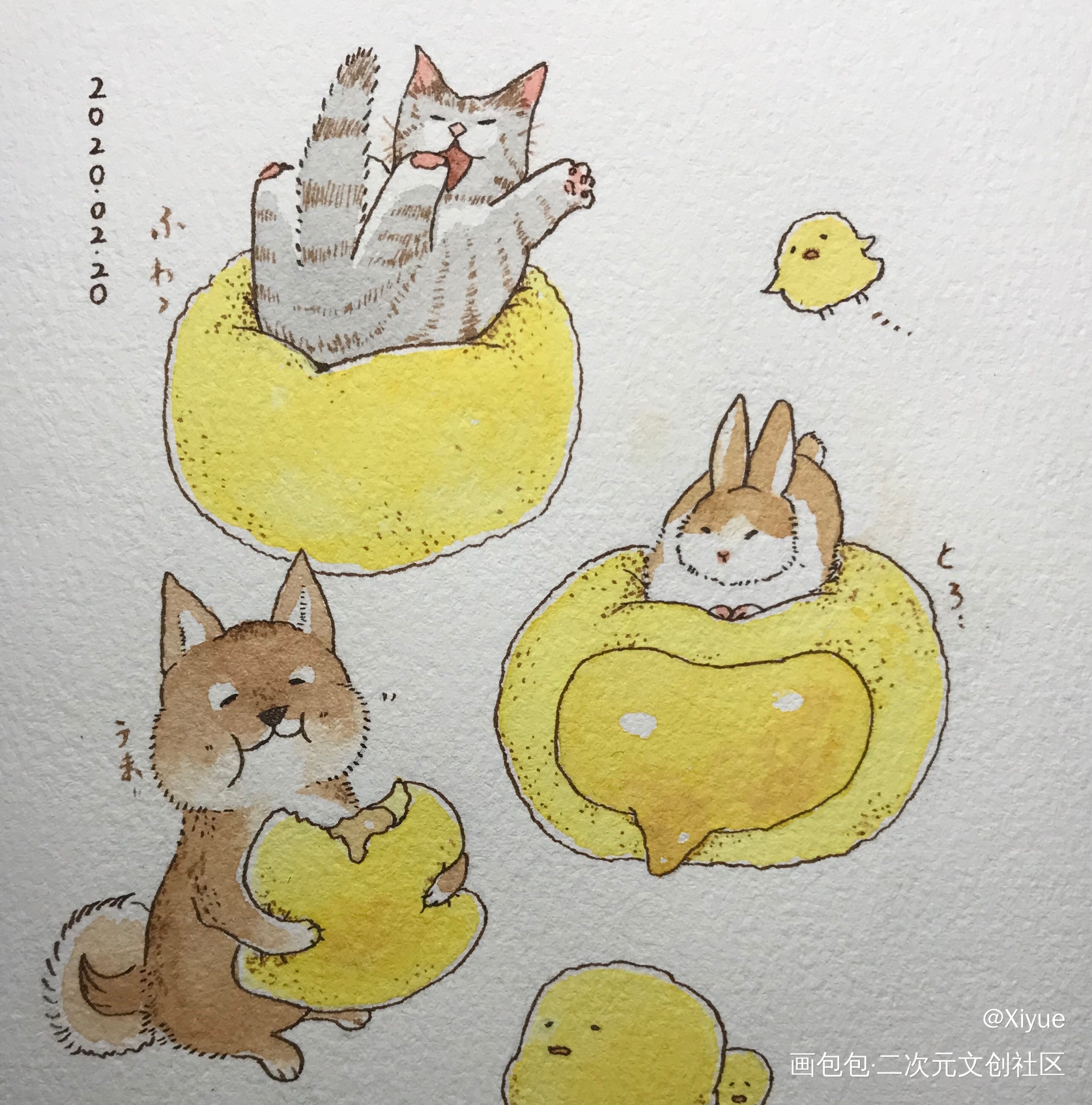 甜点_水彩绘画作品
