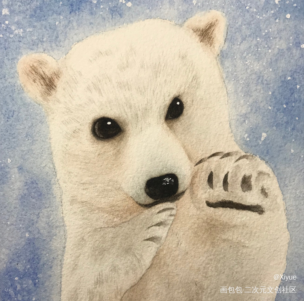 北极熊_水彩绘画作品
