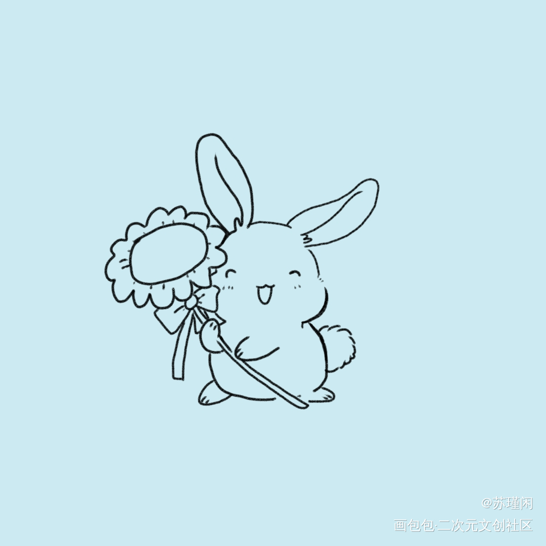 兔兔和花花_唤醒春日主题打卡临摹绘画作品