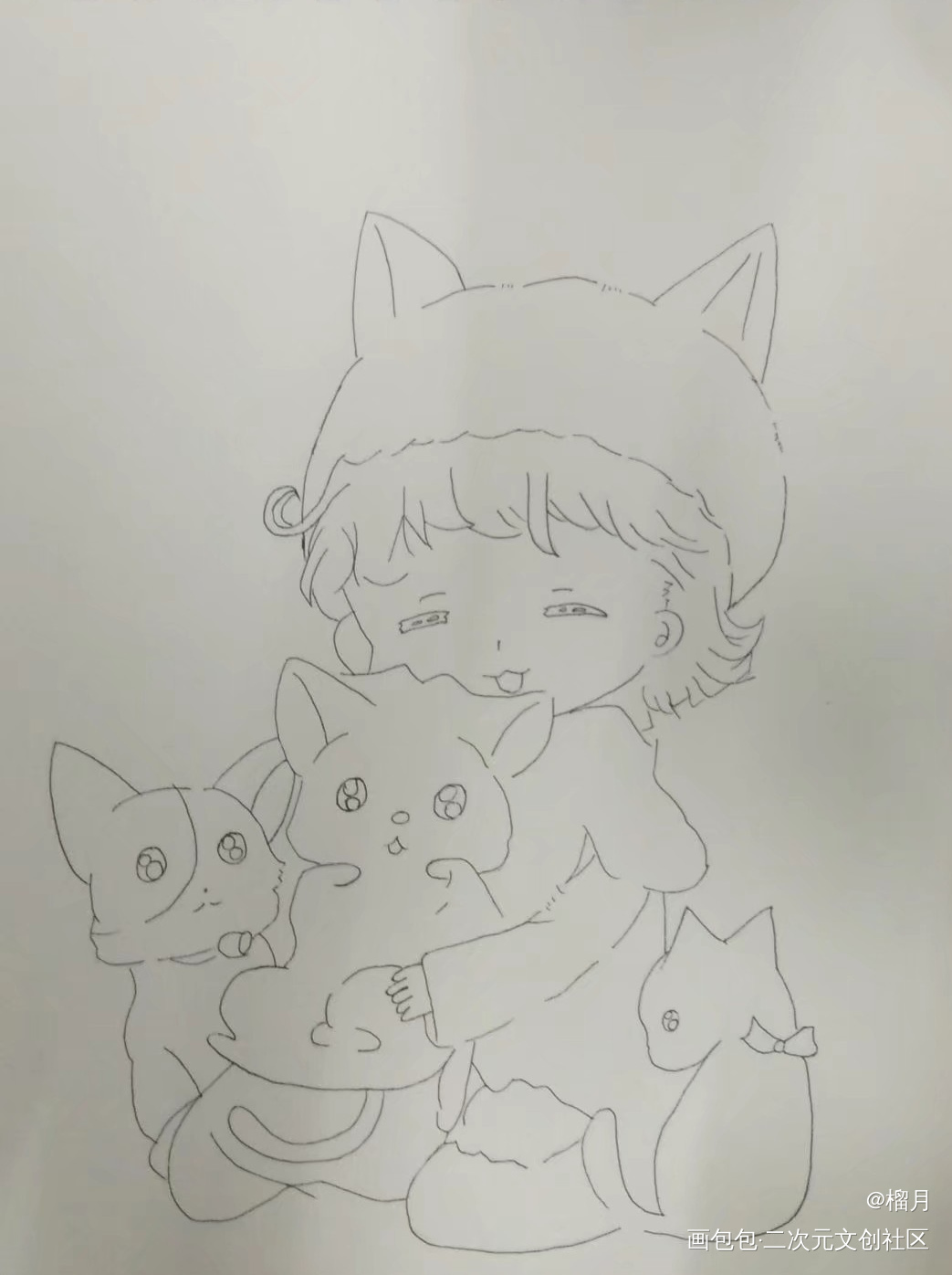 猫咪少女_手绘绘画作品