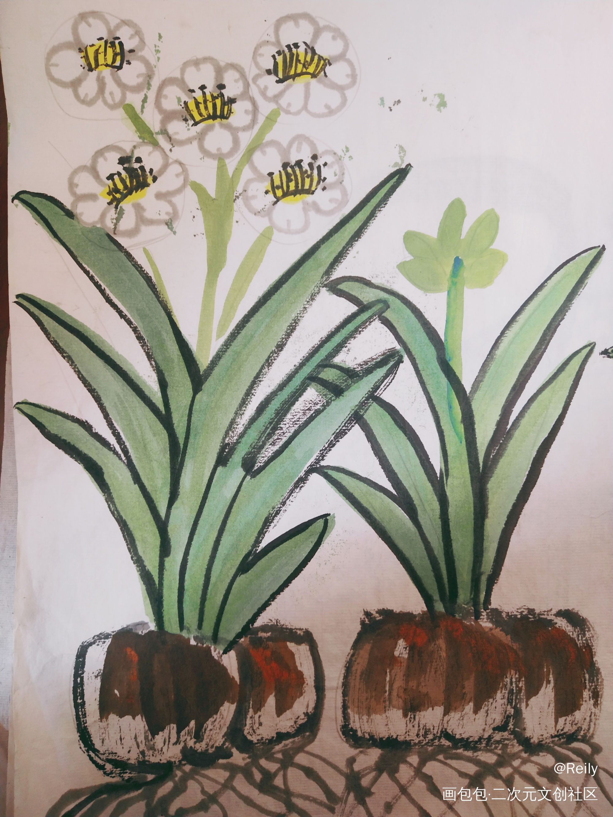 水仙花_手绘绘画作品