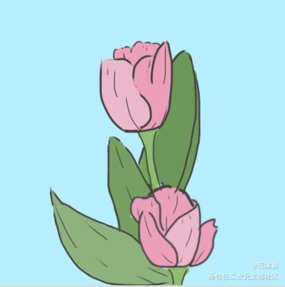 花_平涂绘画作品