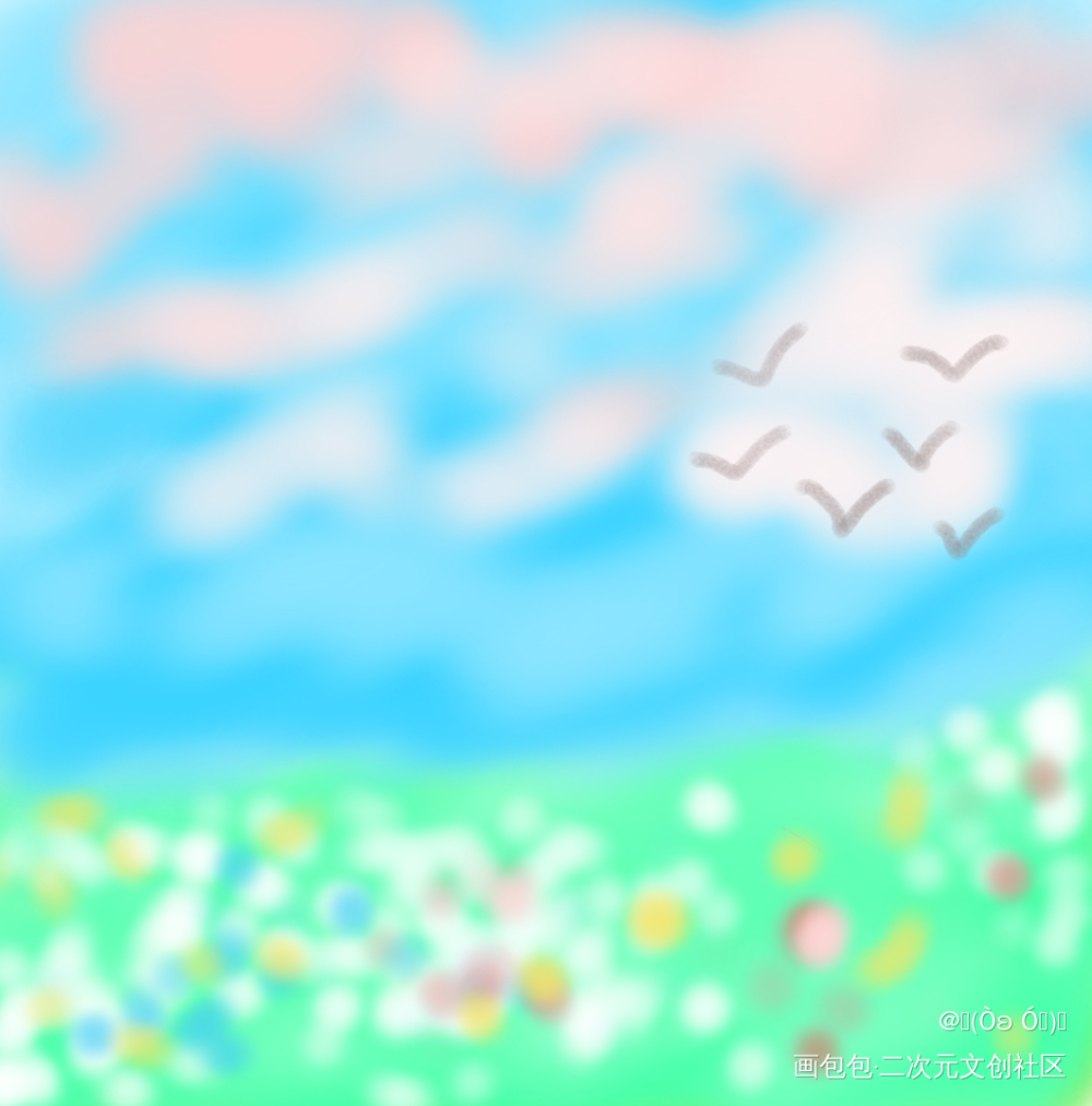 春天_平涂绘画作品