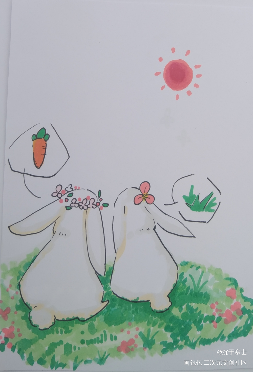 兔子_手绘摸鱼绘画作品