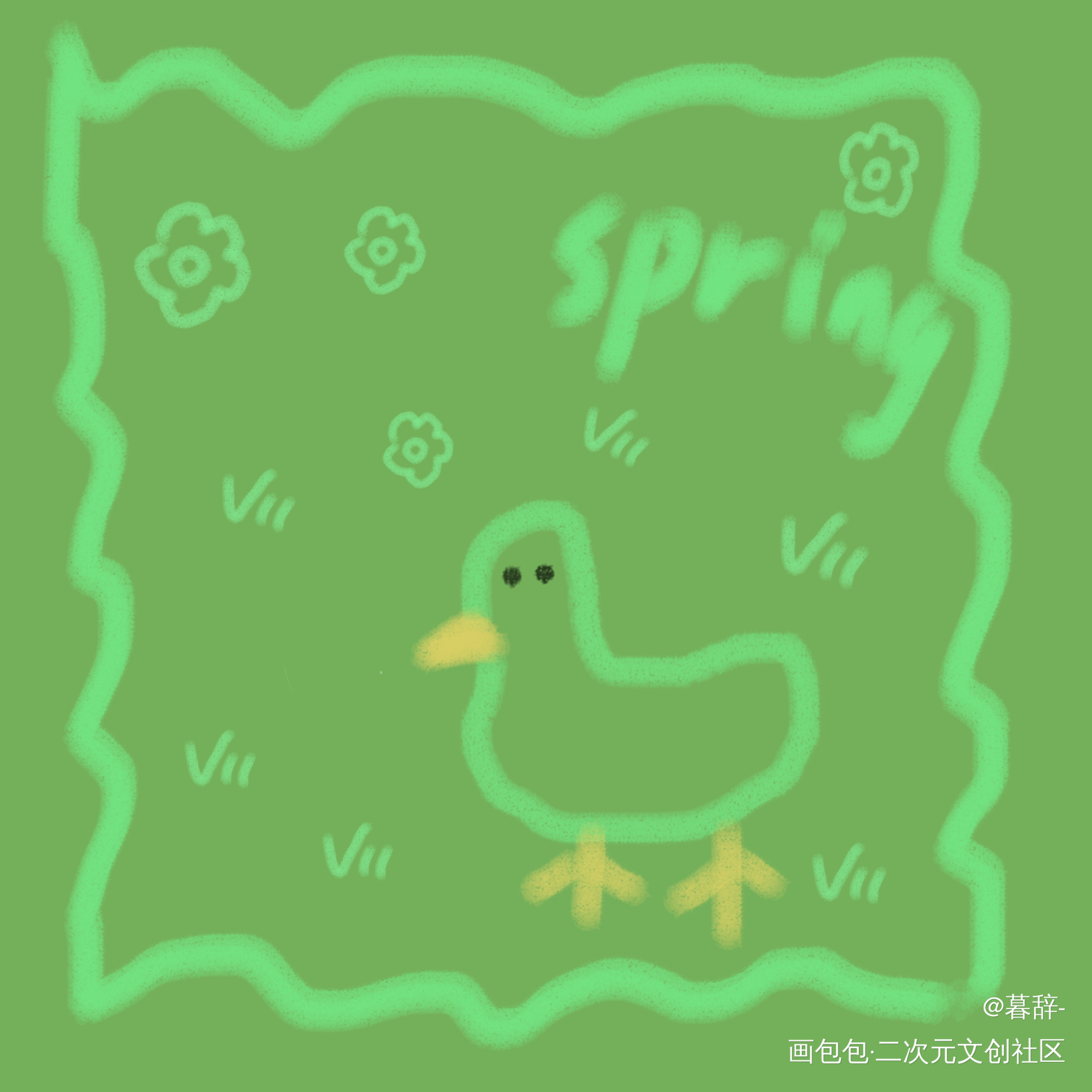 spring~_手绘平涂绘画作品