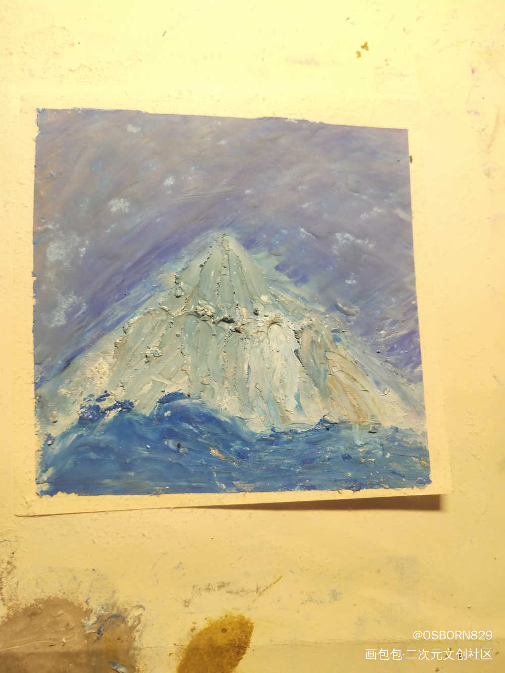 雪山_雪山油画棒绘画作品