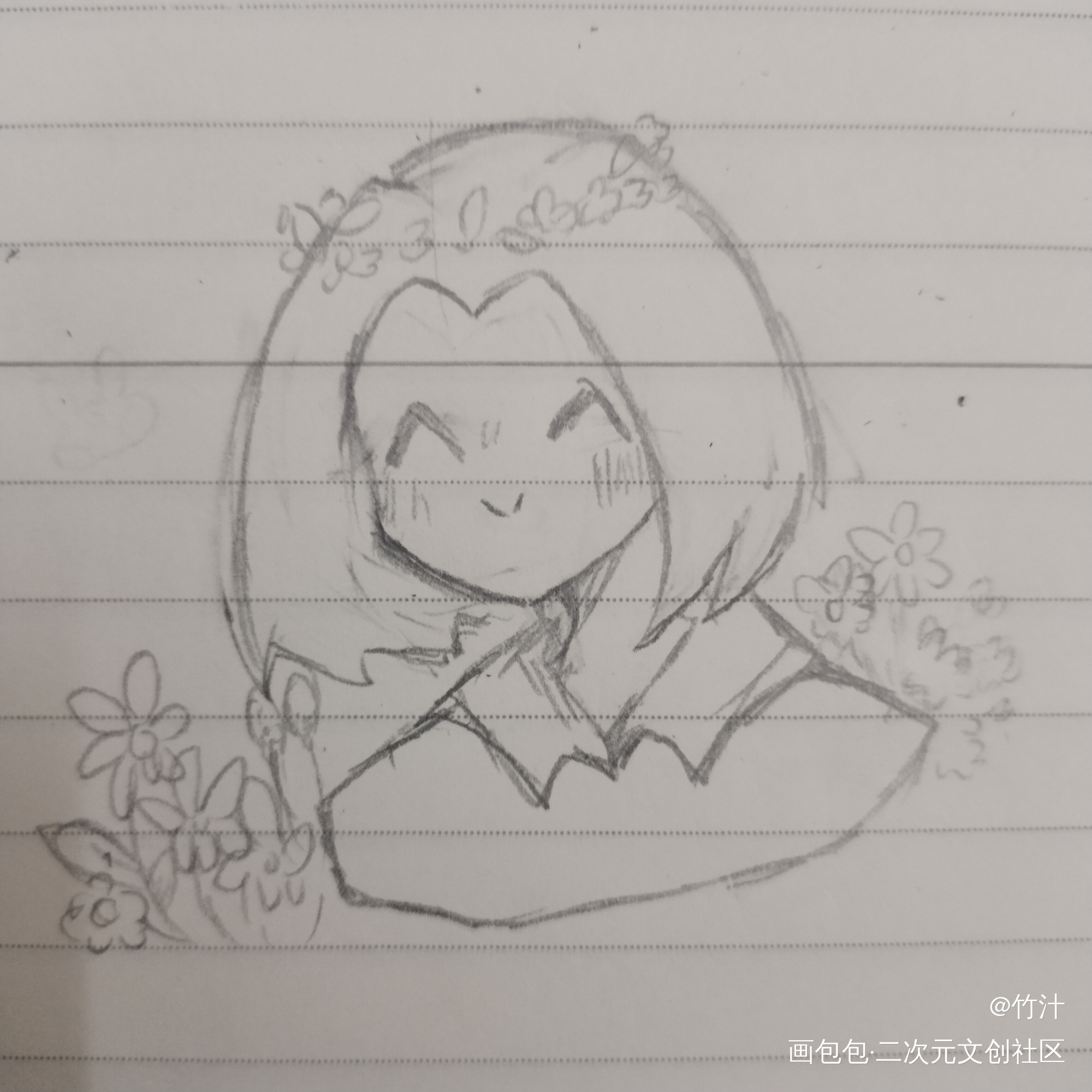 女孩_手绘绘画作品