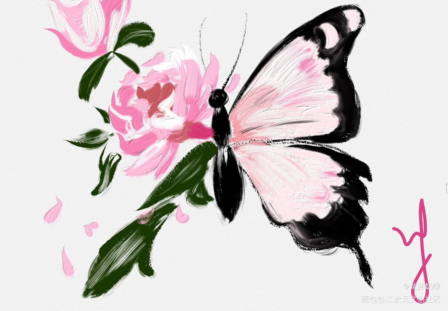 蝶恋花_手绘平涂绘画作品