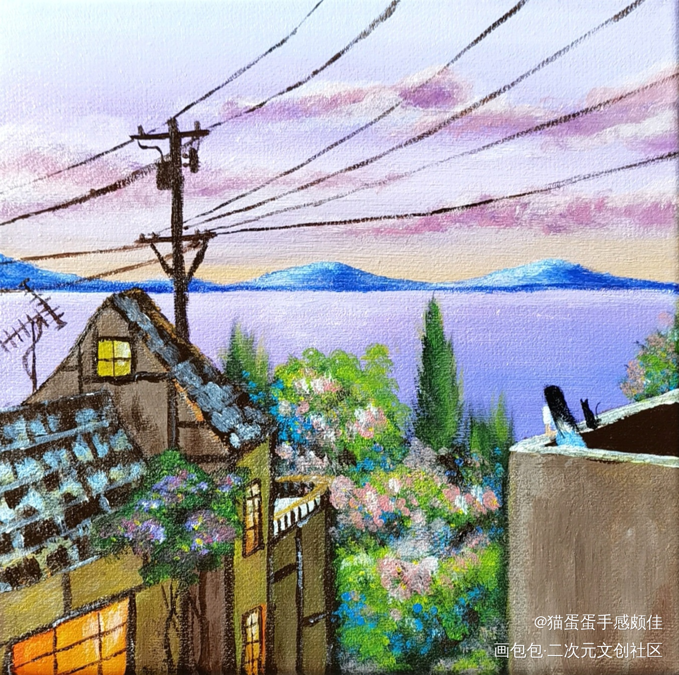 面朝大海 春暖花开_手绘绘画作品