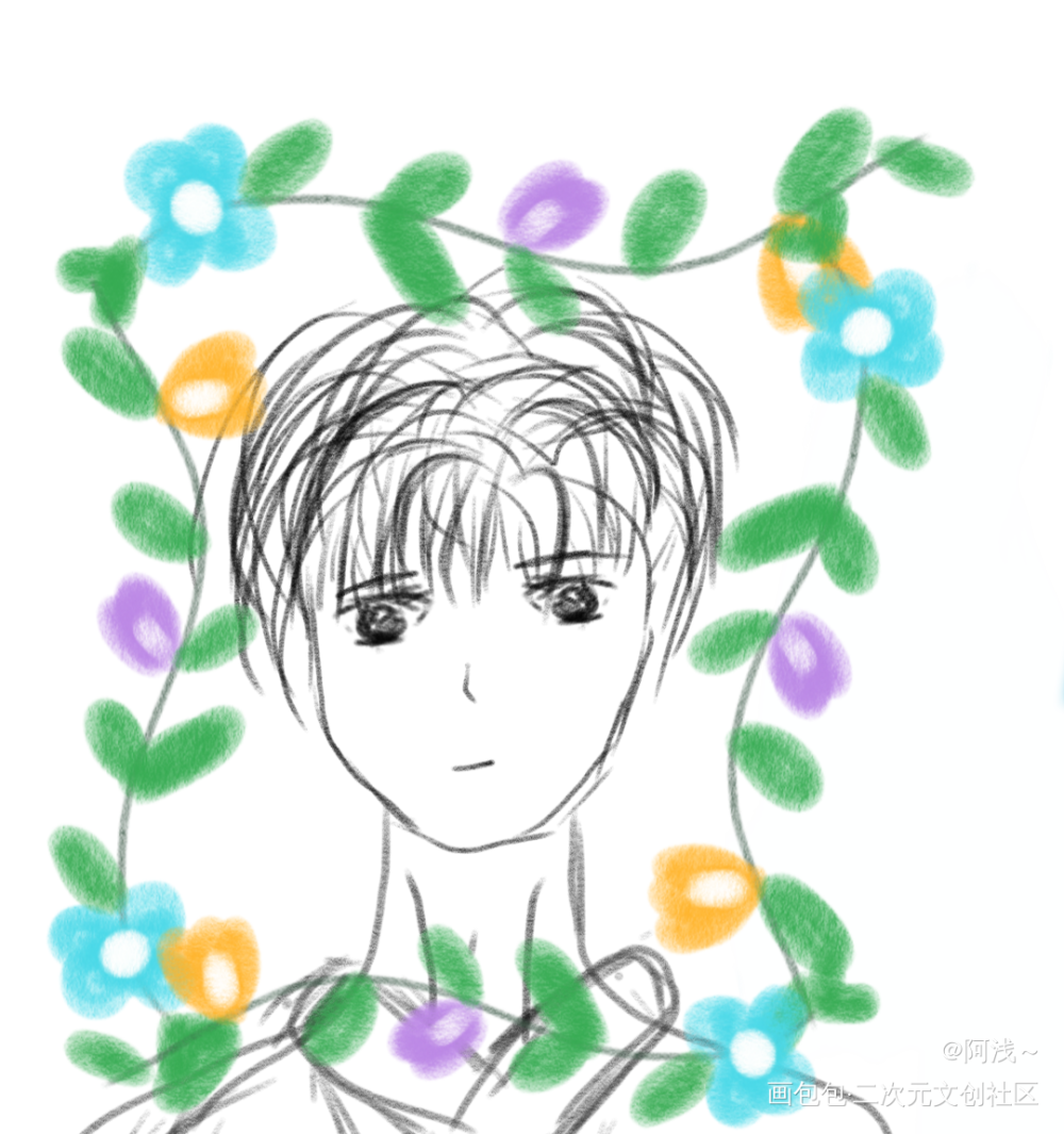 花环_手绘绘画作品