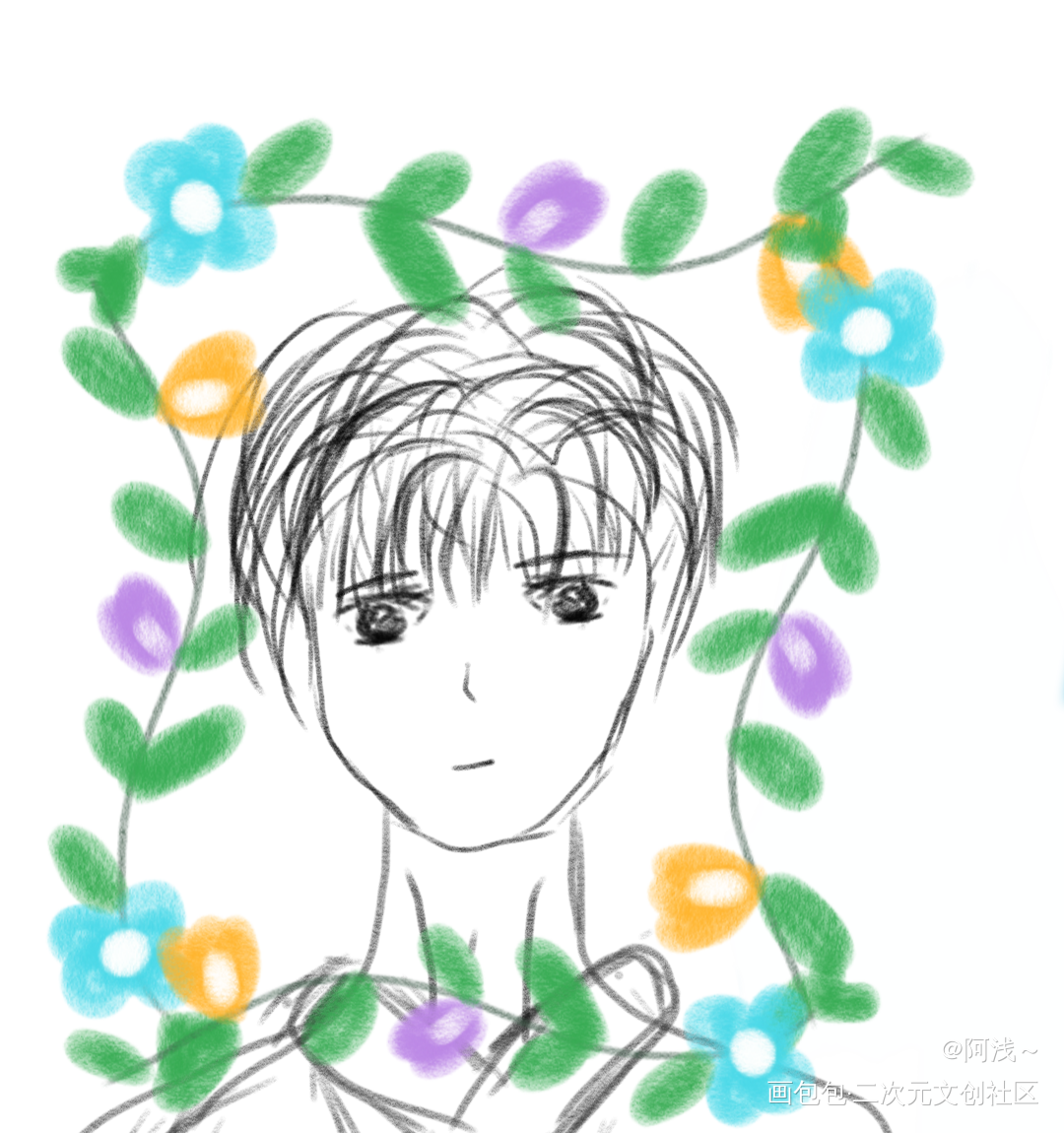 花环_手绘绘画作品