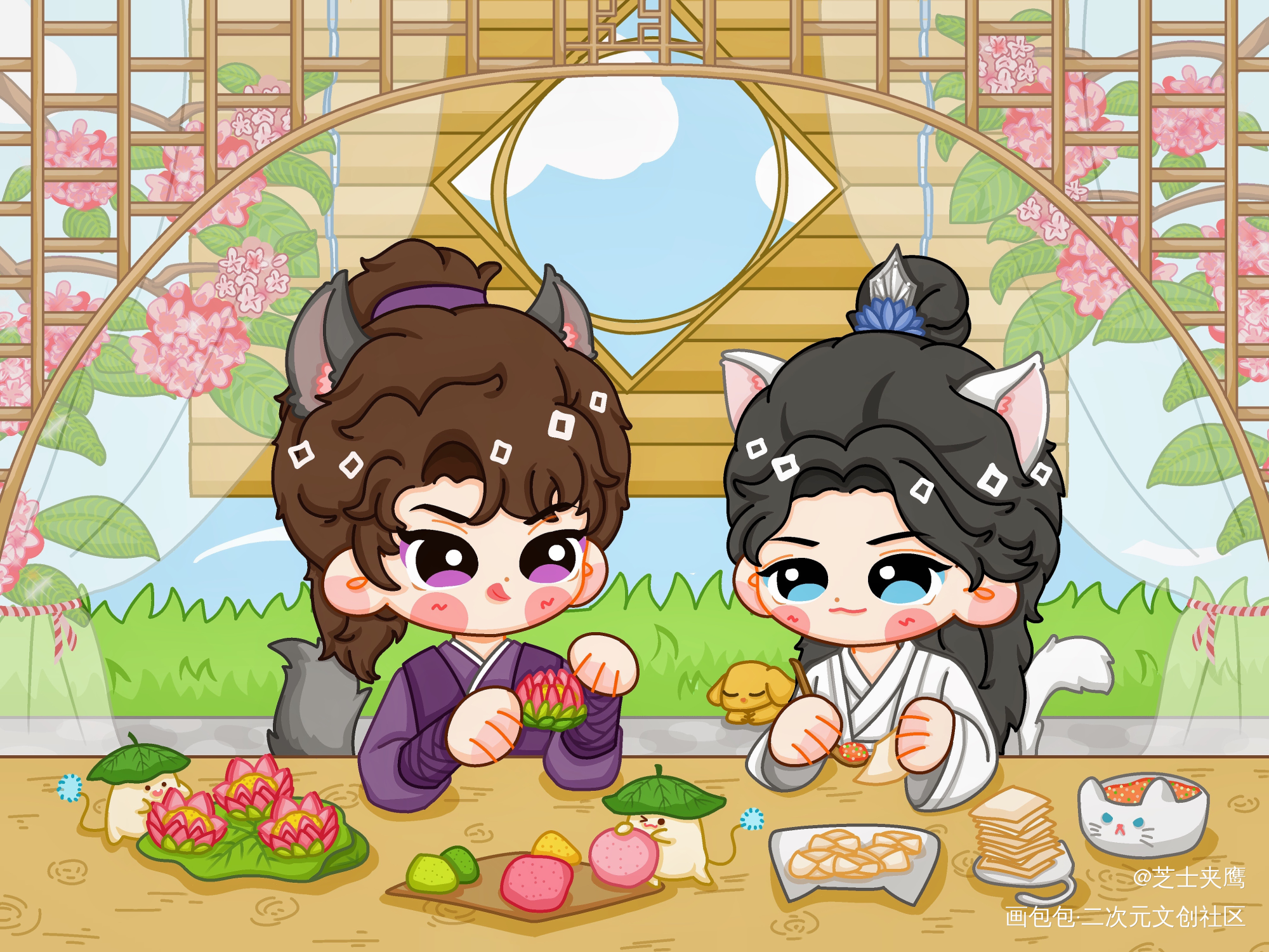 【11:00】墨燃生贺24h_二哈和他的白猫师尊燃晚墨燃楚晚宁绘画作品