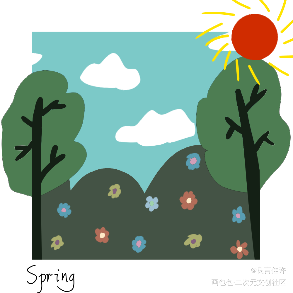spring_平涂原创绘画作品
