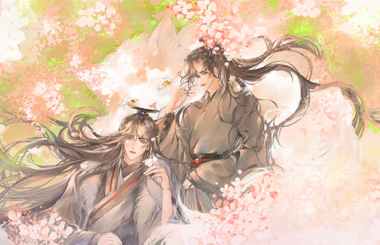 墨燃踏踏生日快乐！_二哈和他的白猫师尊绘画作品