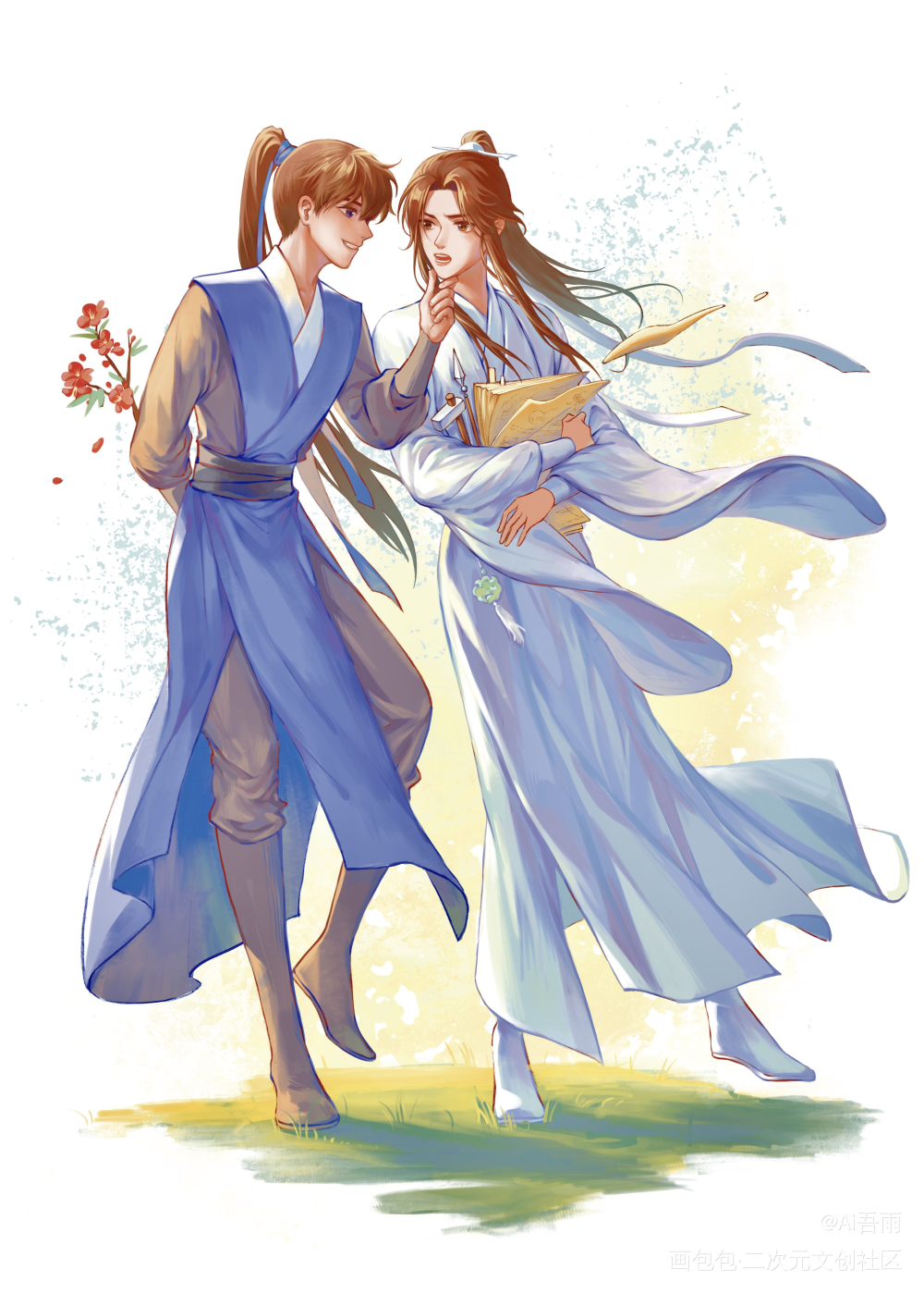少年携春_二哈和他的白猫师尊燃晚墨燃楚晚宁绘画作品