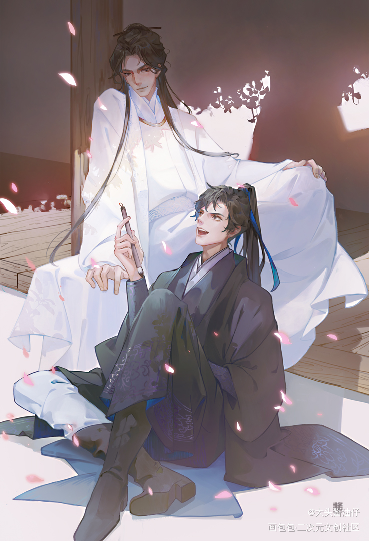 楚郎和燃妹_二哈和他的白猫师尊墨燃生辰吉乐燃晚古风绘画作品