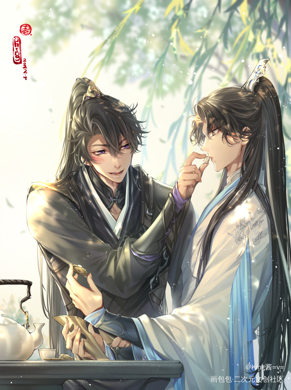 【17:30】墨燃生贺24h_二哈和他的白猫师尊燃晚绘画作品
