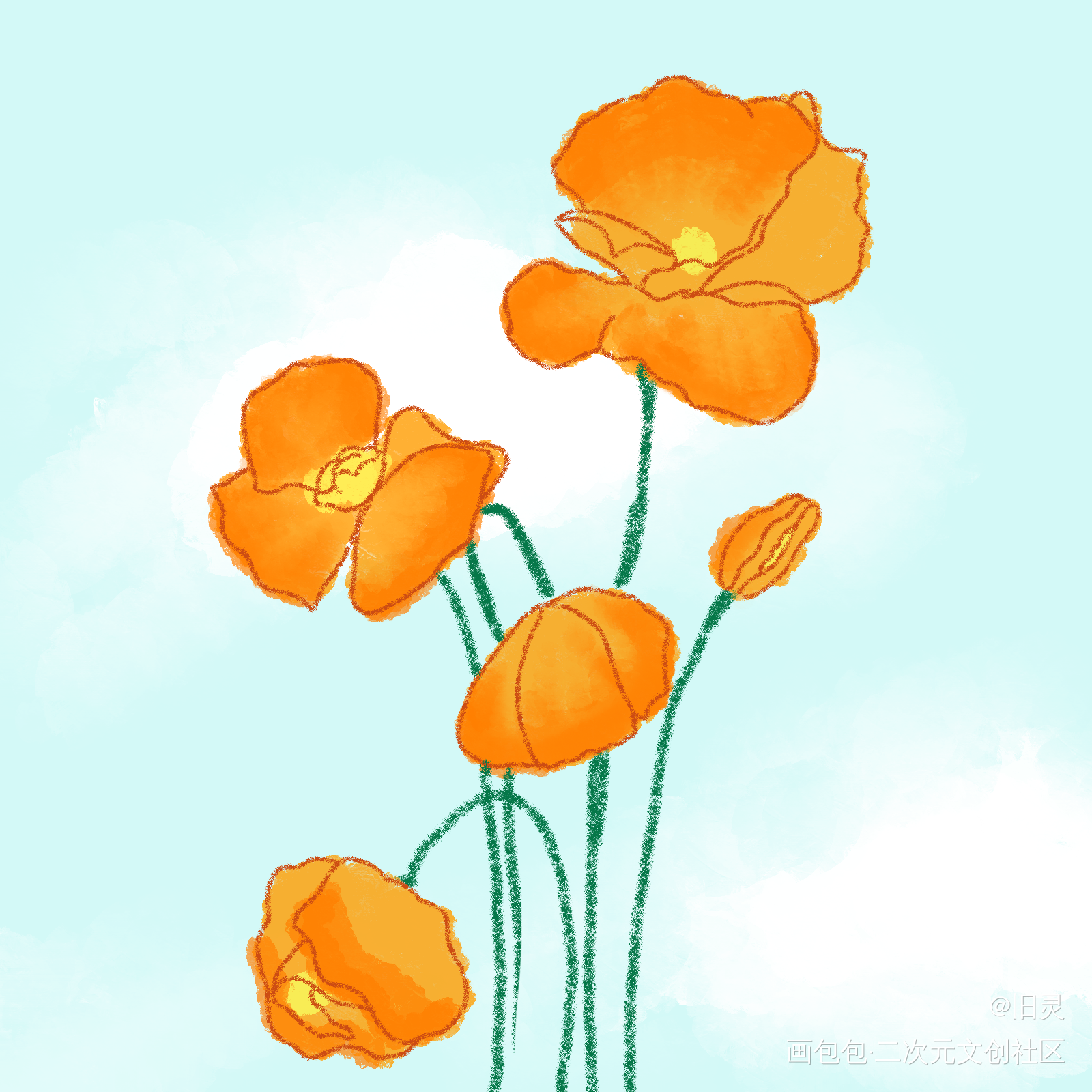 【day5】虞美人_指绘绘画作品