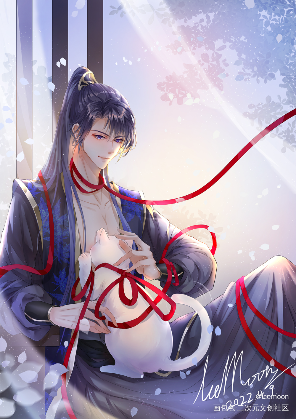 墨燃生日快乐！_二哈和他的白猫师尊墨燃白猫绘画作品