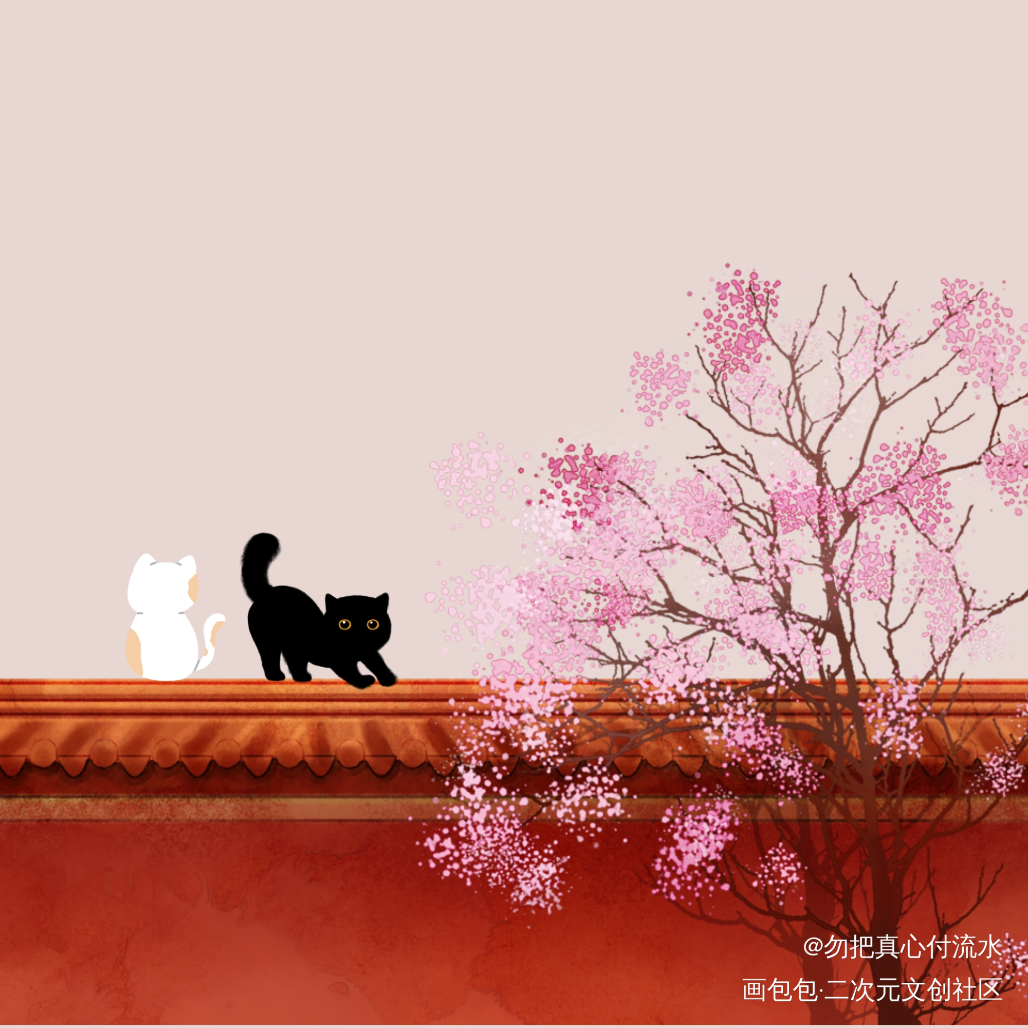 故宫里的猫_手绘绘画作品