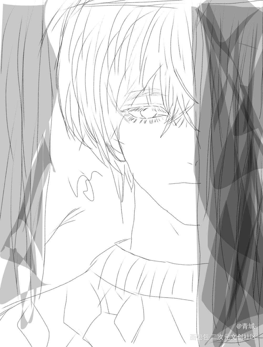 我称他们为爱情_手绘平涂素描板写绘画作品