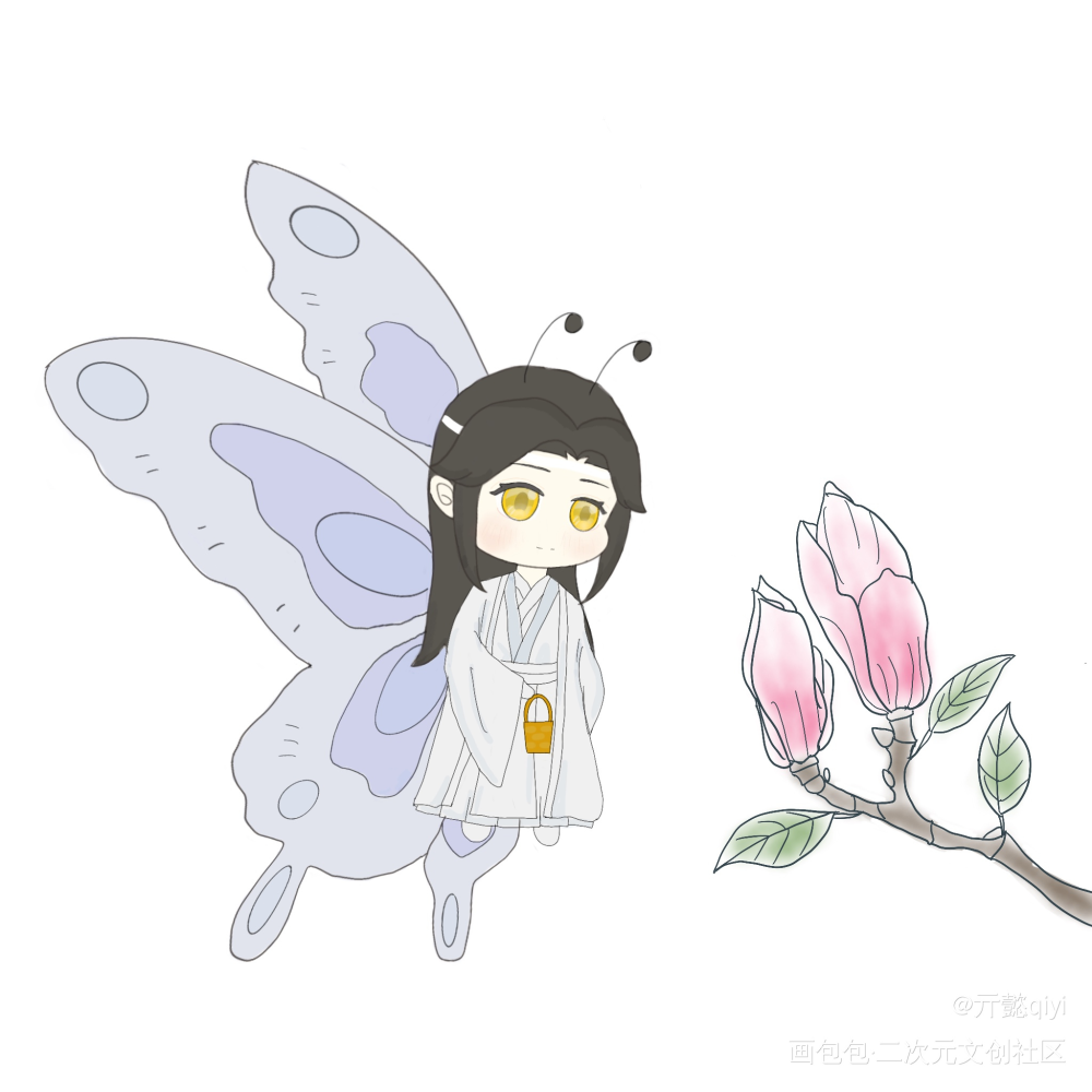 day4蝴蝶叽_魔道祖师蓝忘机Q版绘画作品