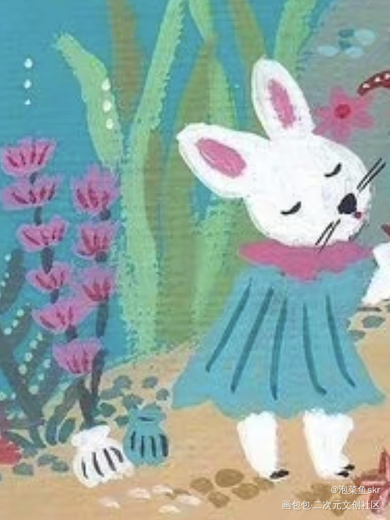 小兔子和花花_唤醒春日主题打卡绘画作品