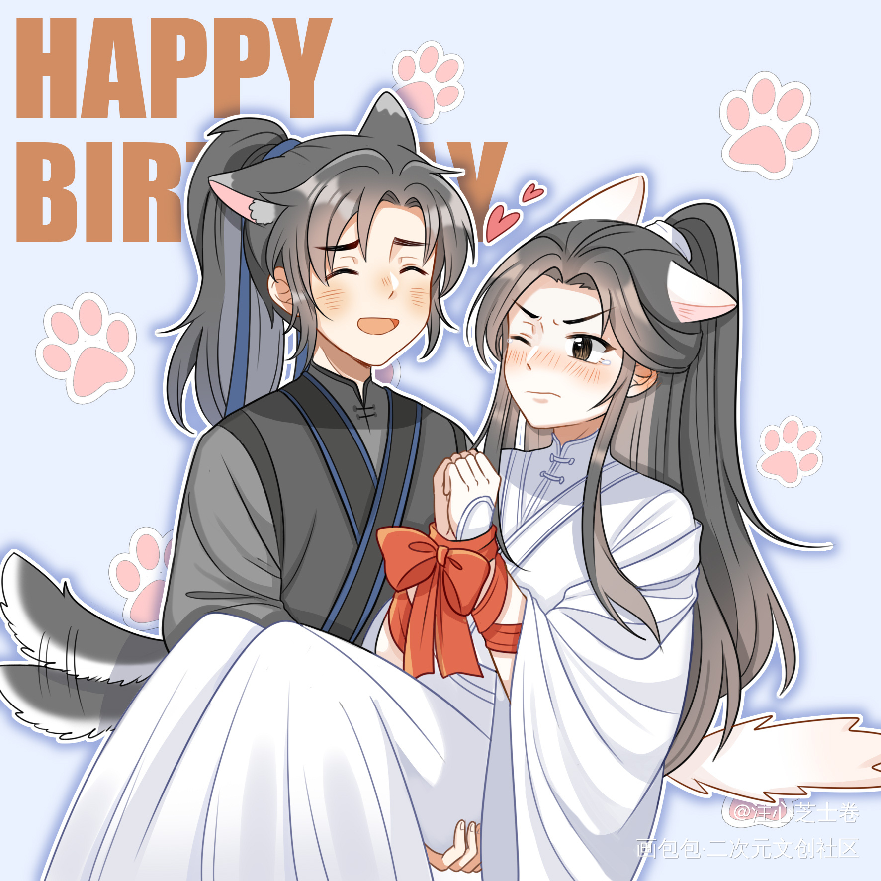 _二哈和他的白猫师尊燃晚墨燃楚晚宁绘画作品
