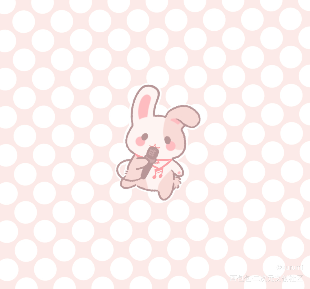 兔兔唱歌_兔Q版头像插画oc绘画作品