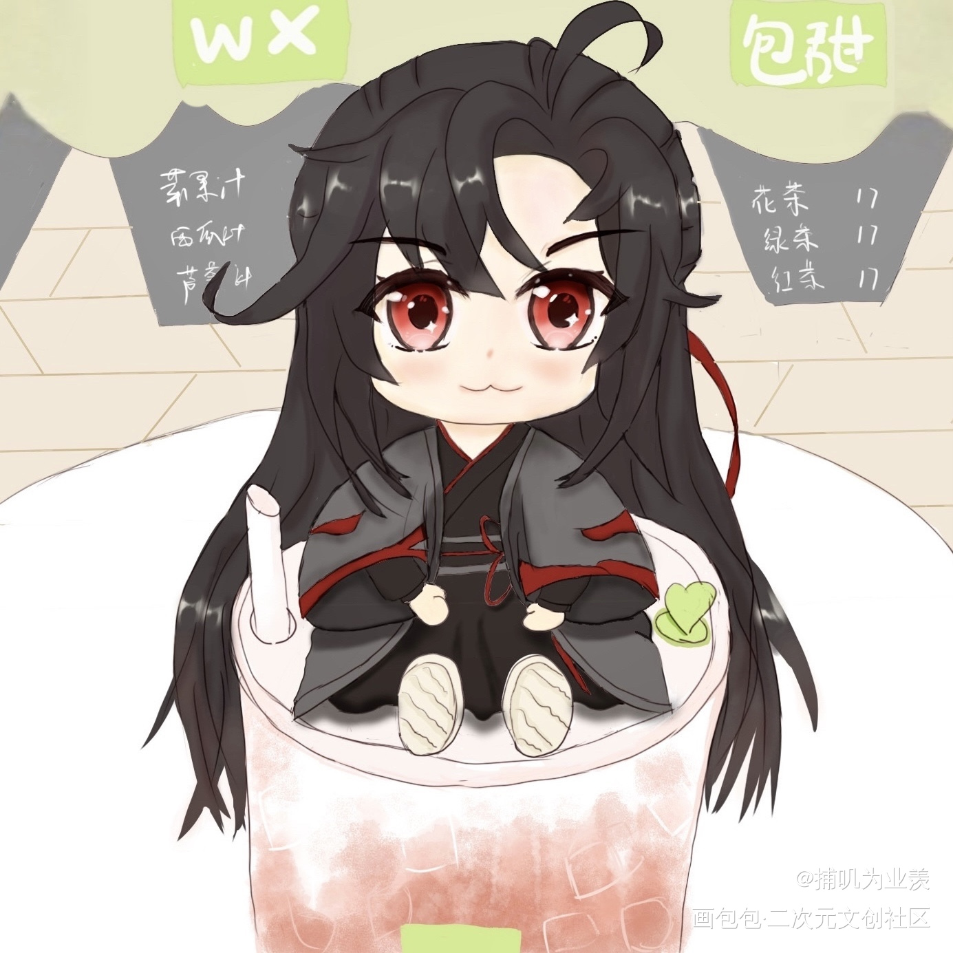 春季限定饮品霸气樱花_手绘绘画作品