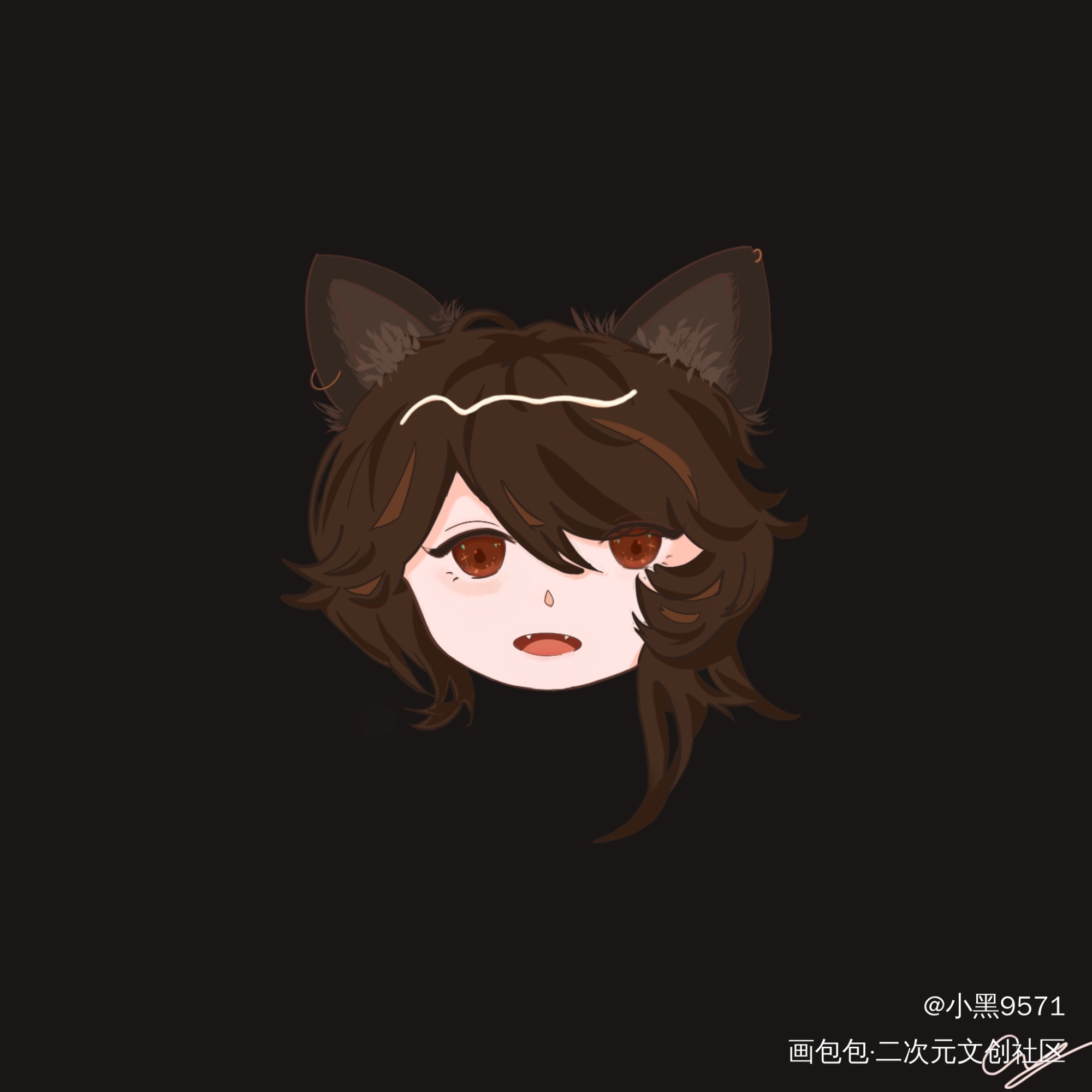 嗷呜～_平涂Q版指绘oc绘画作品