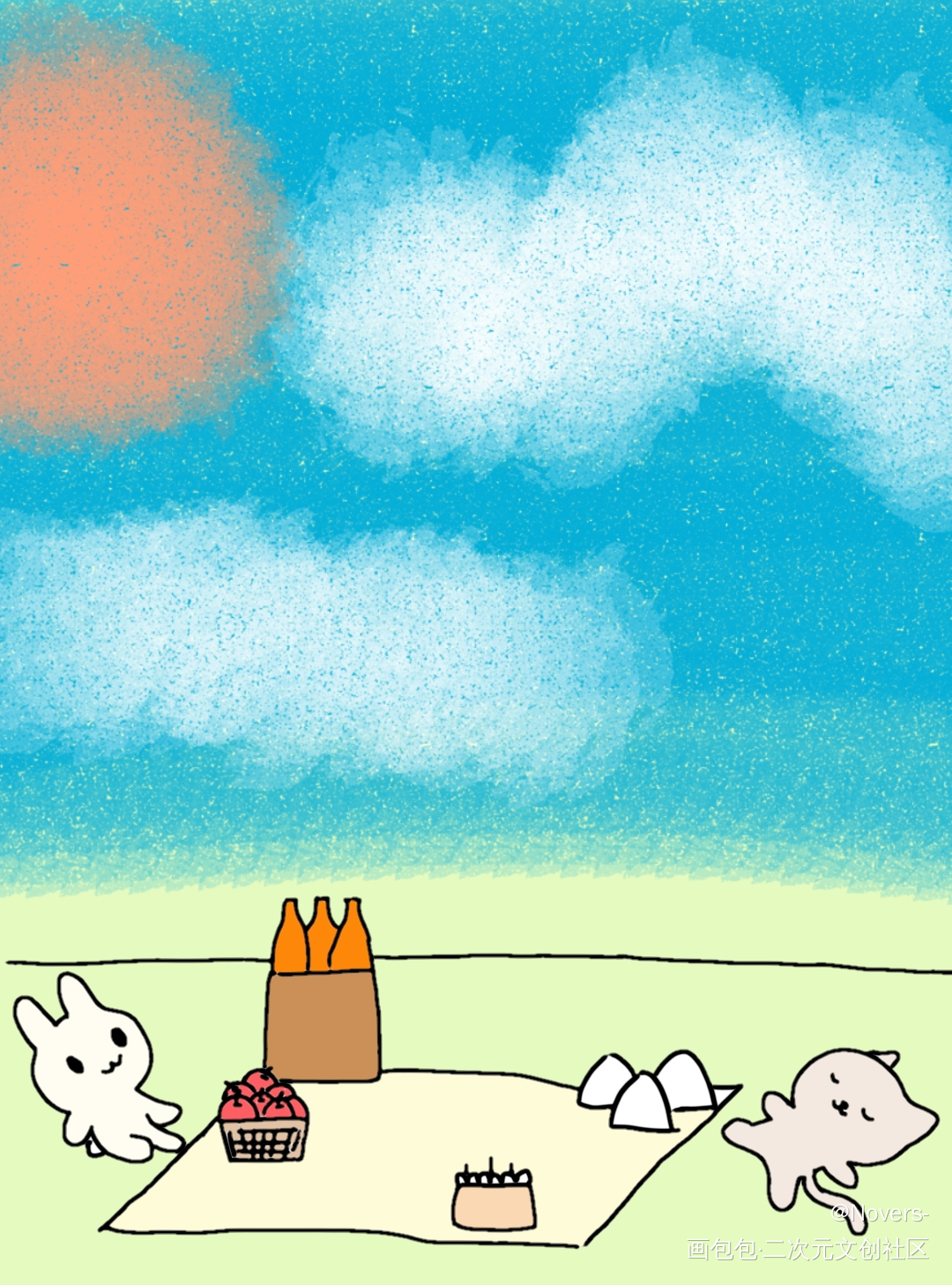 野餐_手绘绘画作品