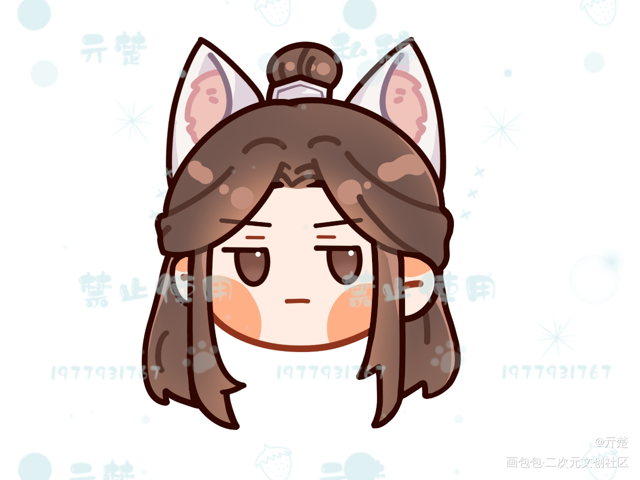 大头贴六连~_二哈和他的白猫师尊燃晚Q版绘画作品