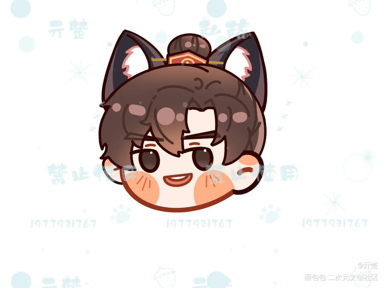 大头贴六连~_二哈和他的白猫师尊燃晚Q版绘画作品