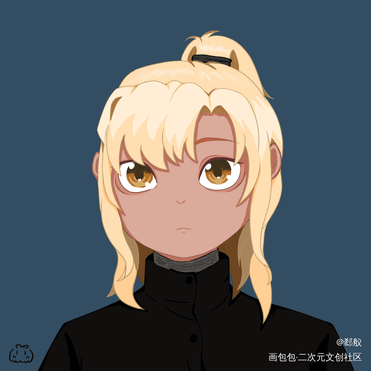 黑皮小可爱～_Q版绘画绘画作品