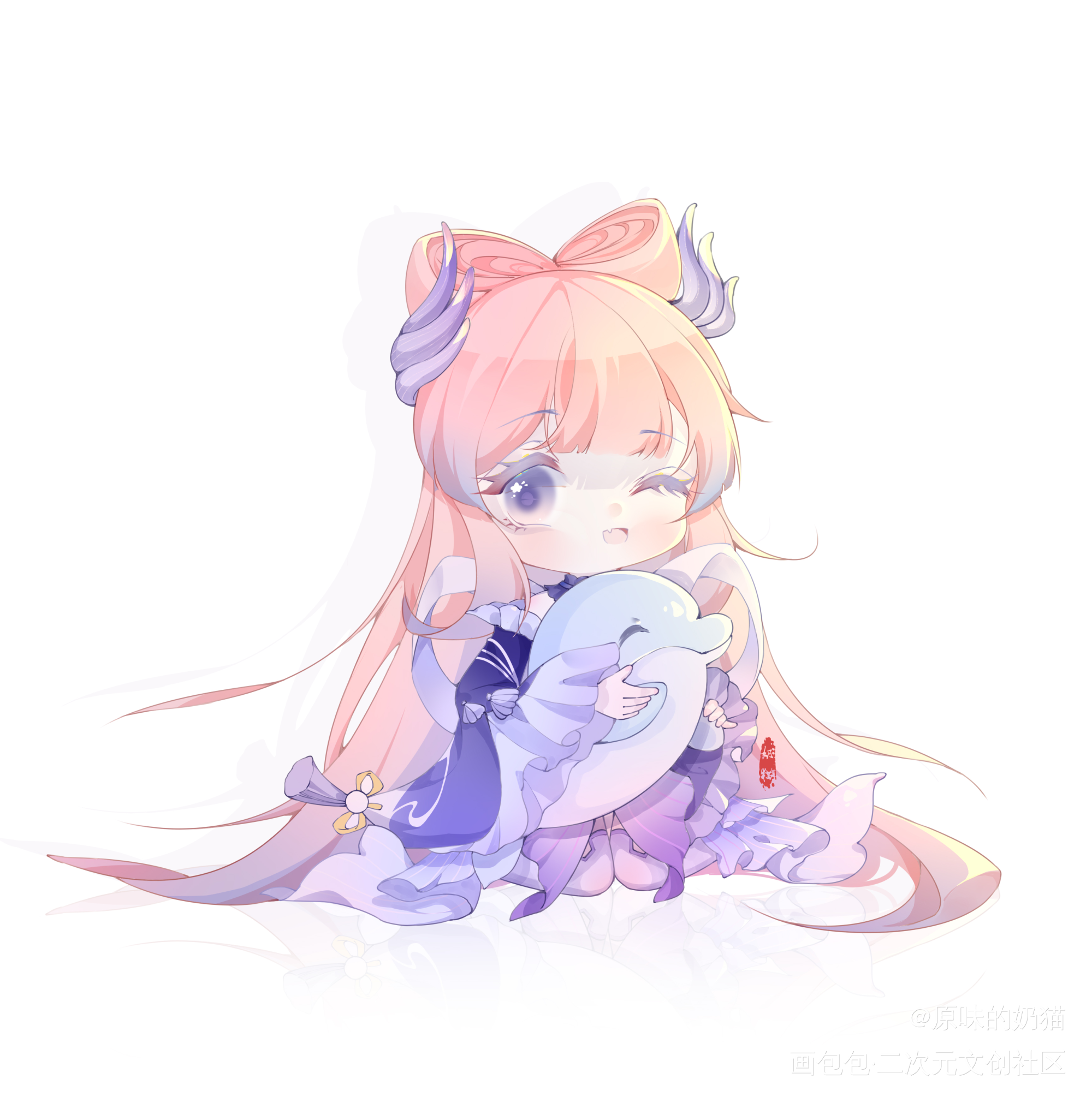 心海子_原神日系Q版同人珊瑚宫心海绘画作品
