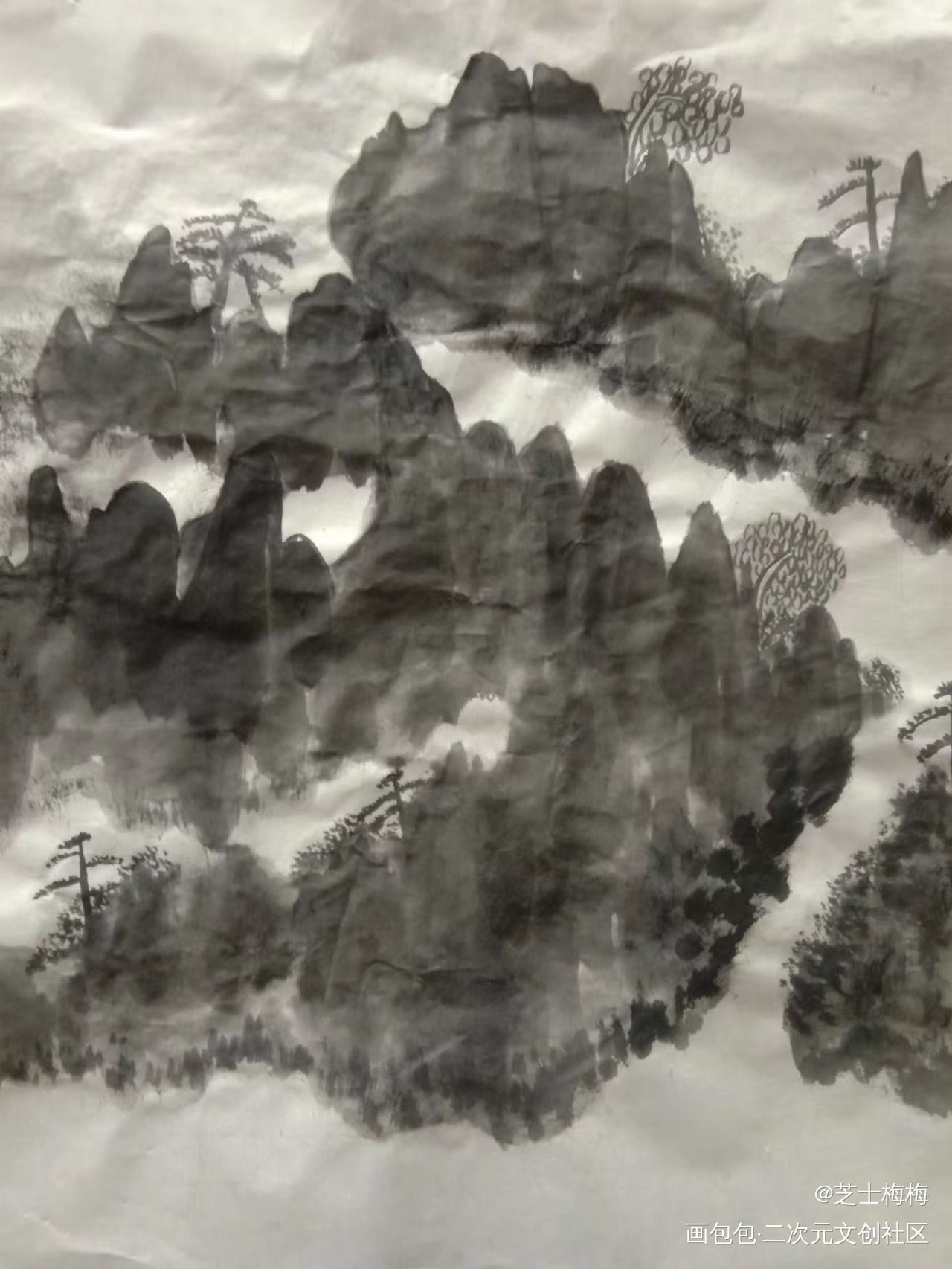 青山绿水_手绘古风绘画作品