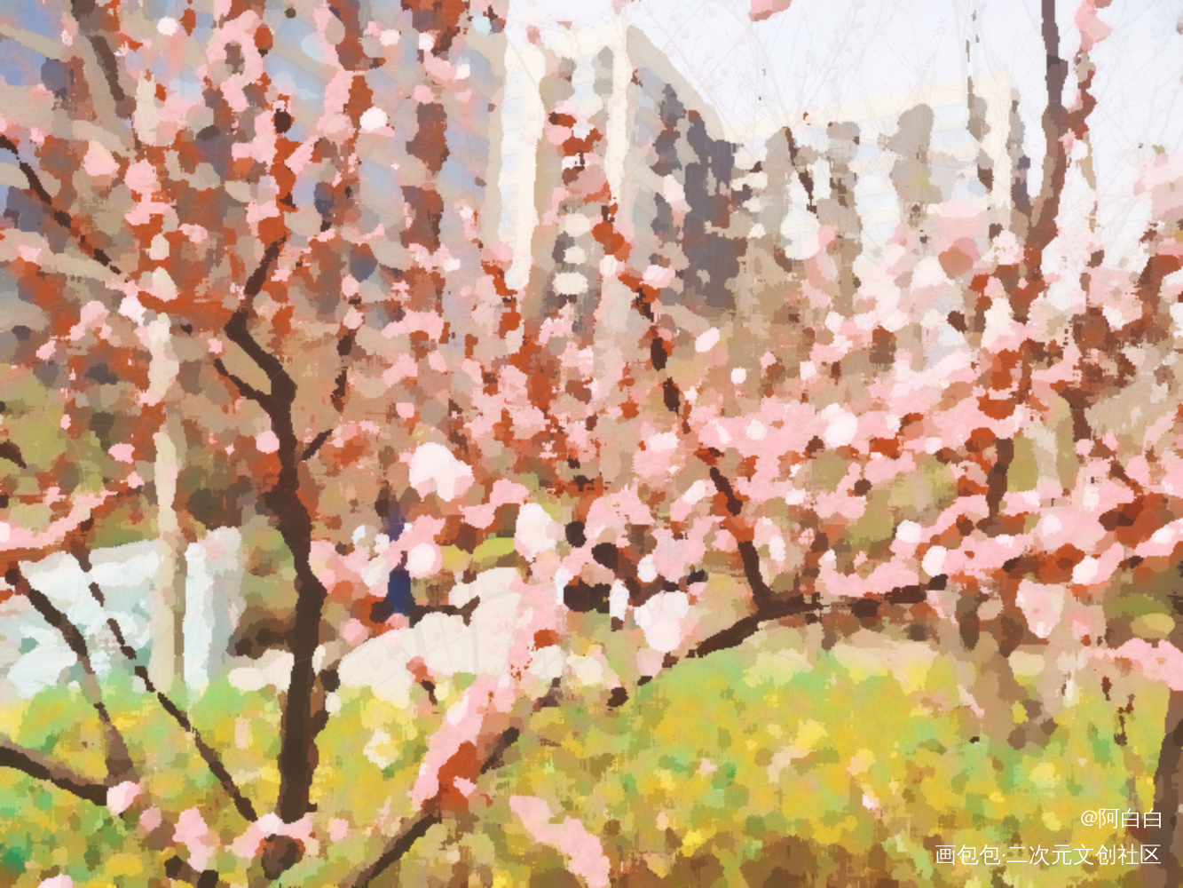 桃花_手绘绘画作品