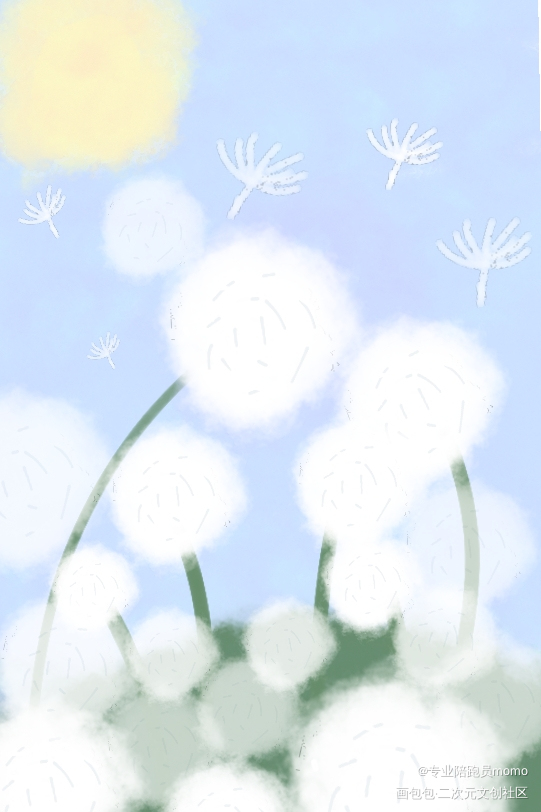 蒲公英的约定_唤醒春日主题打卡指绘绘画作品